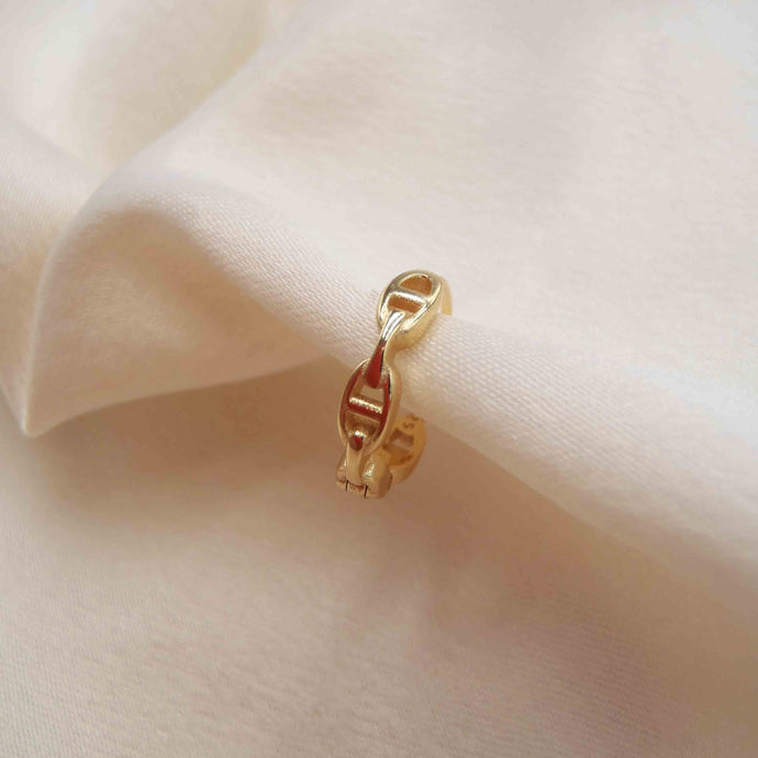 boucle d'oreille  mini creole argent plaqué or maille marine 