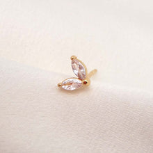 Charger l&#39;image dans la galerie, Boucle d&#39;oreille puce florale zircons argent 925 plaqué or

